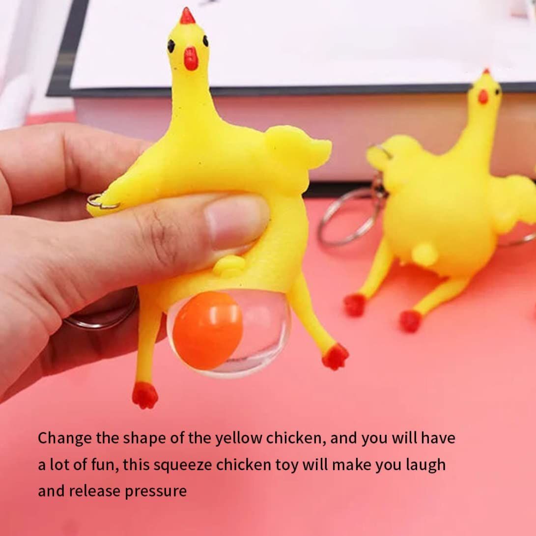 Squeeze Chicken Toy Laying Hen Egg Toy Kids Tricky Funny GadgetsKeyring Stress Relief Toy Novelty Chick Keychain Ornaments — image 4