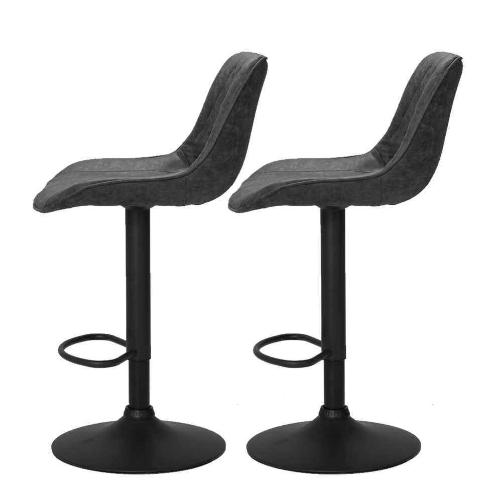 Artiss 2x Bar Stools Gas Lift Vintage Leather Black — image 3