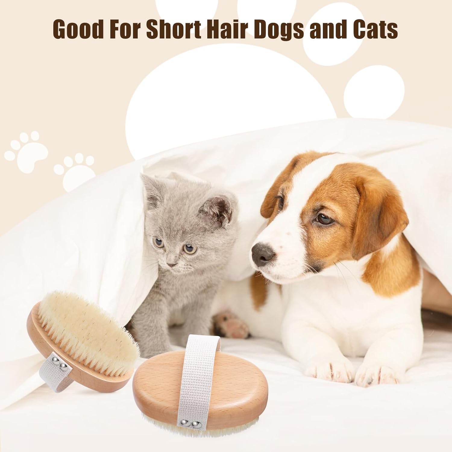 Soft Boar Bristle Pet Palm Brush for Short Haired Dogs and Cats with Band, Reduce Shedding, Ergonomic Dog Brush, Easy to Hold and Reduces Stress On Your Wrist — image 5
