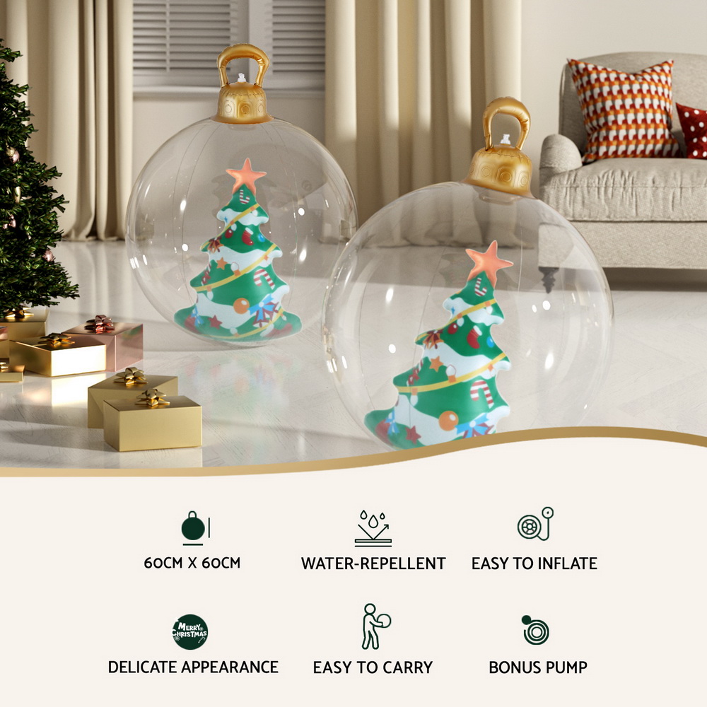 Jingle Jollys Christmas Inflatable Ball 60cm Tree Decoration Giant Bauble Clear — image 4
