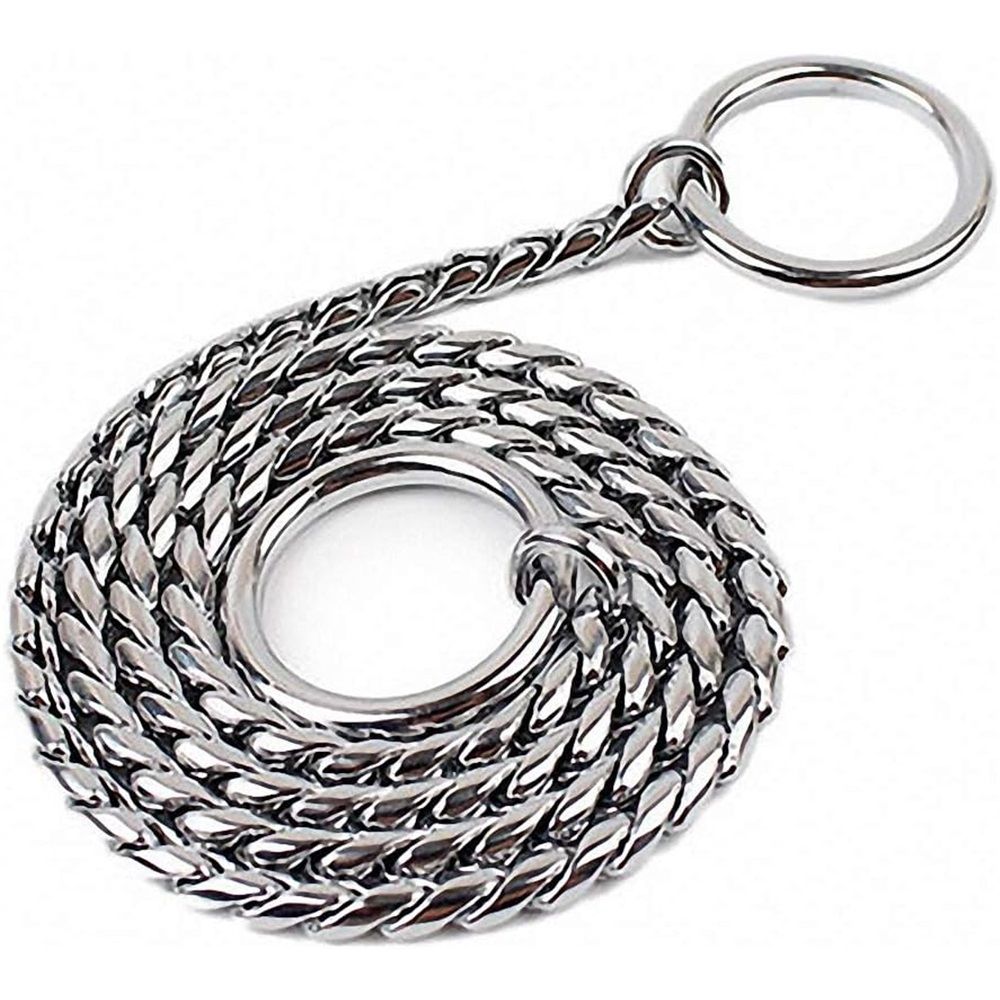 Dog P snake chain titanium steel metal dog training plug/collar is recommended for professional training (silver 4.5 * 45cm)