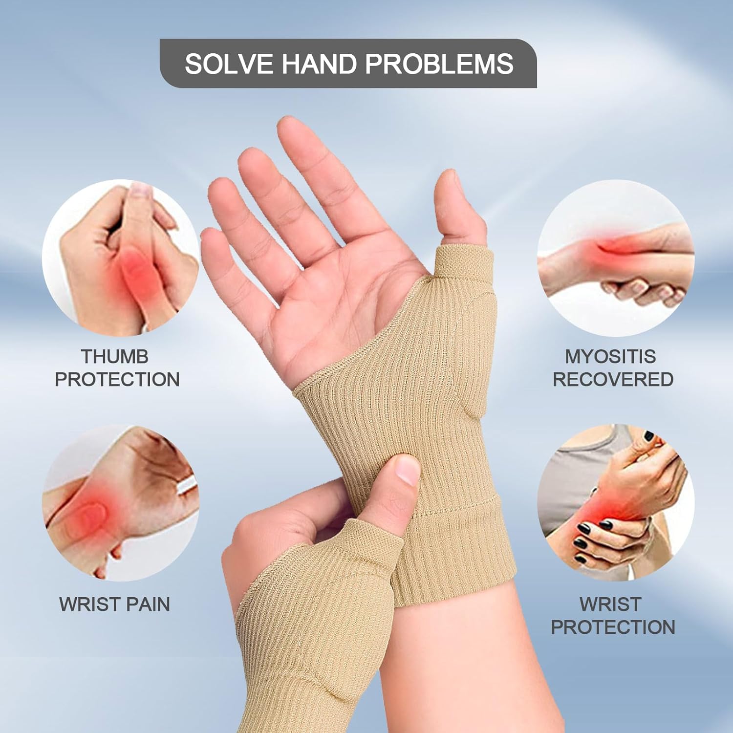 Thumb Brace - 2 Pairs Therapy Gloves Gel Hand Wrist Support Brace Arthritis Compression for Thumb Arthritis, Sport Pain Relief Tendonitis for Men and Women — image 4