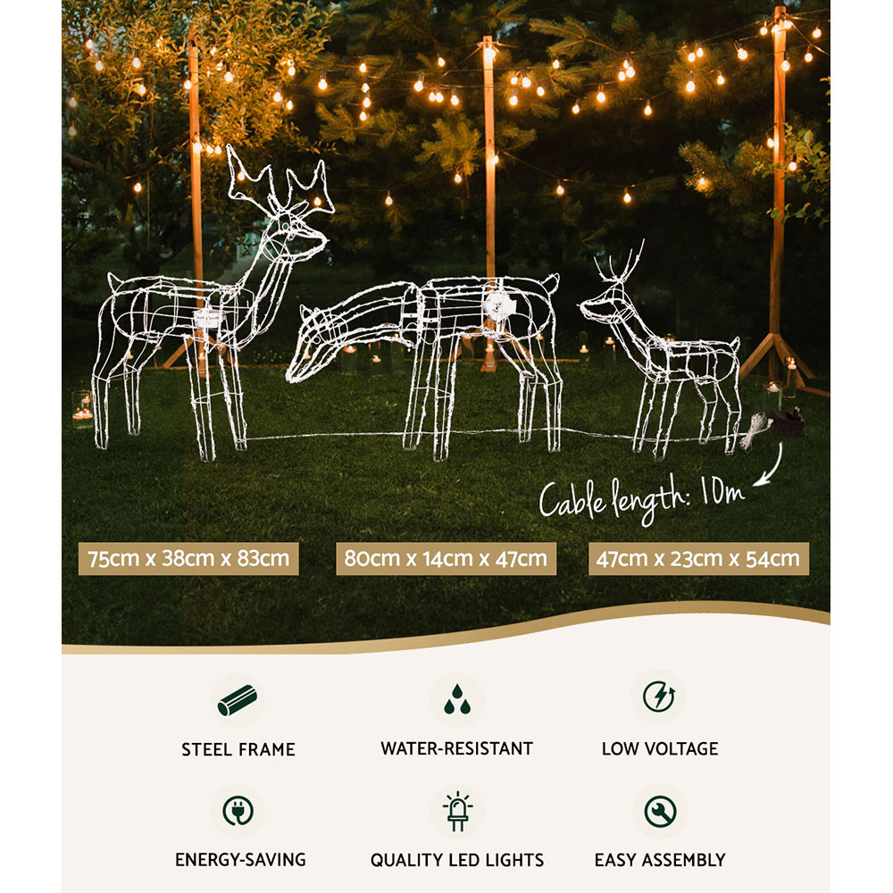 Jingle Jollys Christmas Lights 3 Pcs Reindeers 250 LED Decorations โ image 3