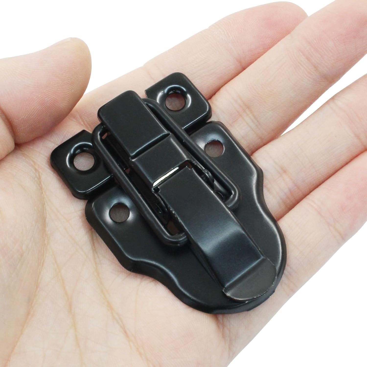 4Pack Retro Black Box Toggle Latch Antique Duckbilled Hasp Latch Catch with Padlock Hole Box Hasp Lock Toggle Hasp Latches Hardware for Jewelry Box Cabinet — image 4
