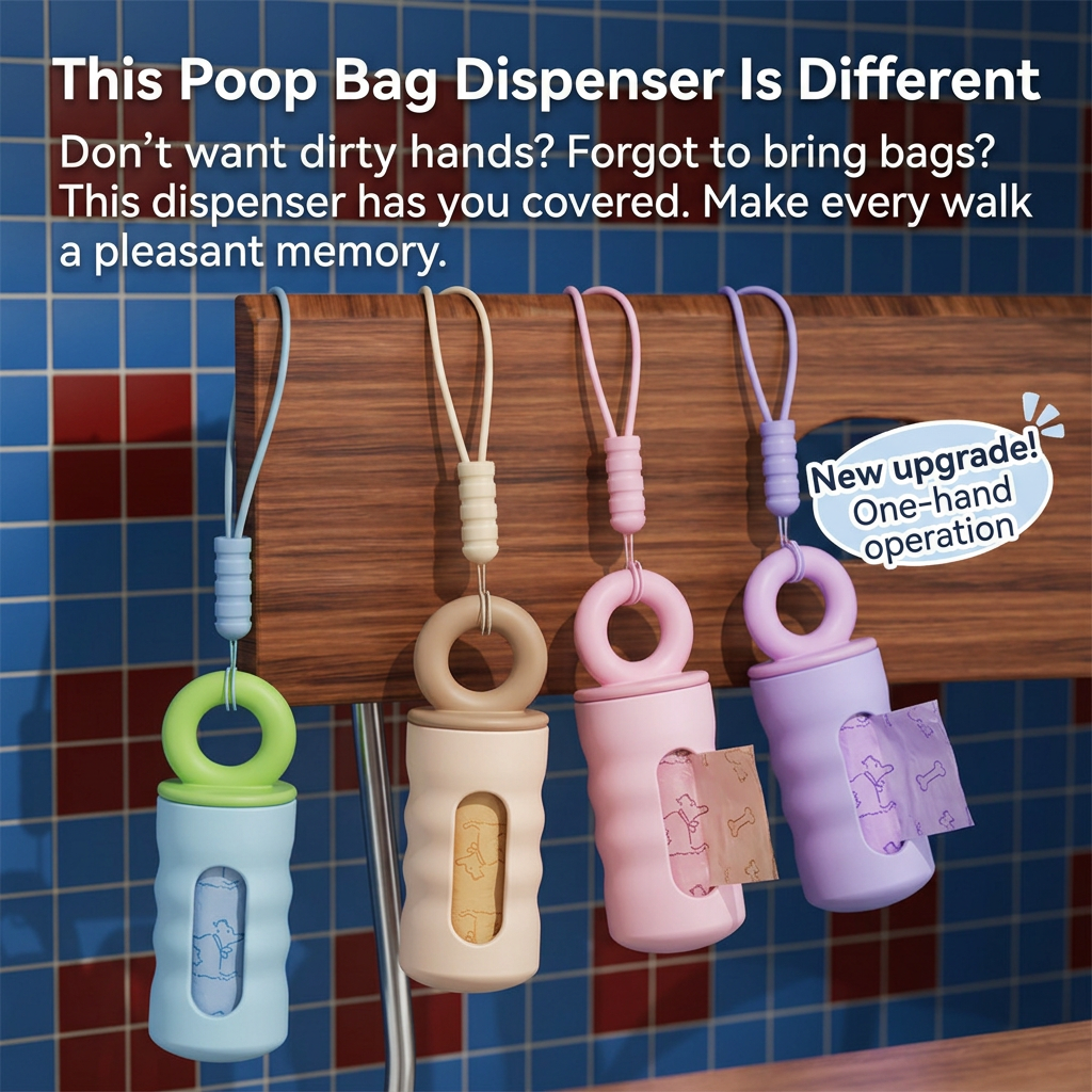 Purple Pet Poop Bag Dispenser with 4 Waste Bag Rolls Portable Dog Waste Bag Holder Clip-On Leash Dispenser Twist Lock Refillable Pet Waste Bag — image 2