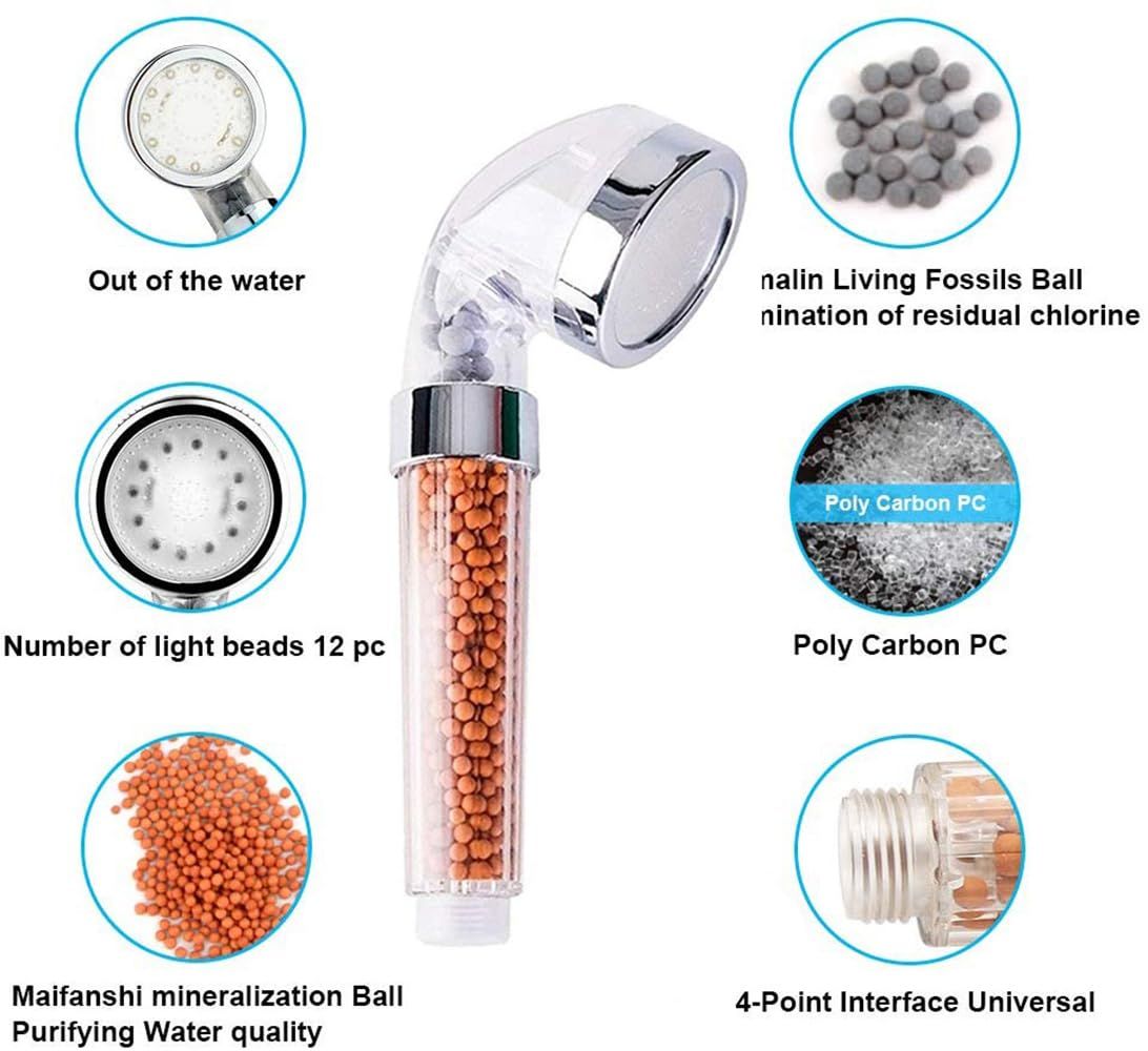 LED Shower Head Color Changing, Handheld Shower Head High Pressure Water Saving Spray Showerhead Light Up Detachable Ionic — image 3
