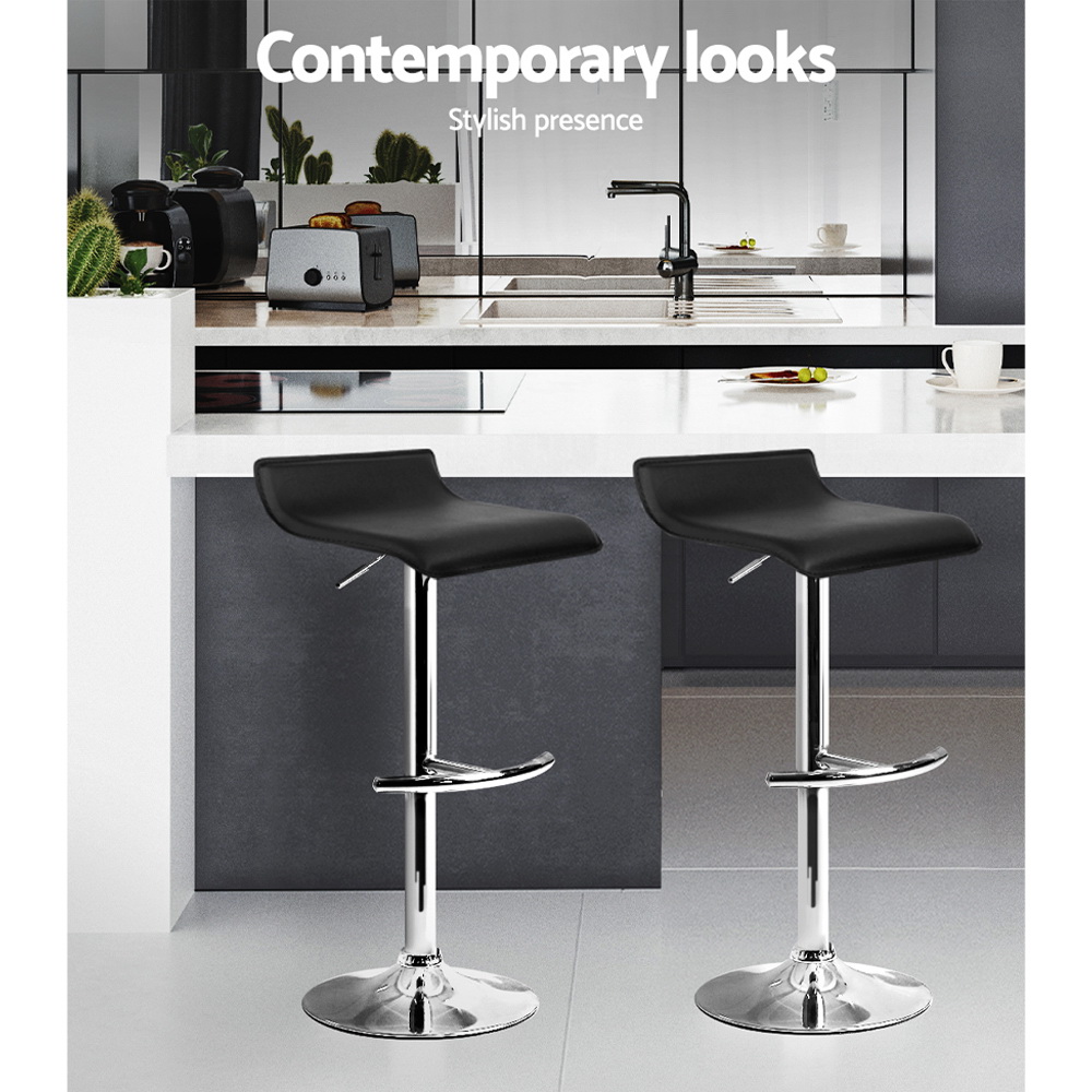 Artiss 2x Bar Stools Adjustable Gas Lift Chairs Black — image 4