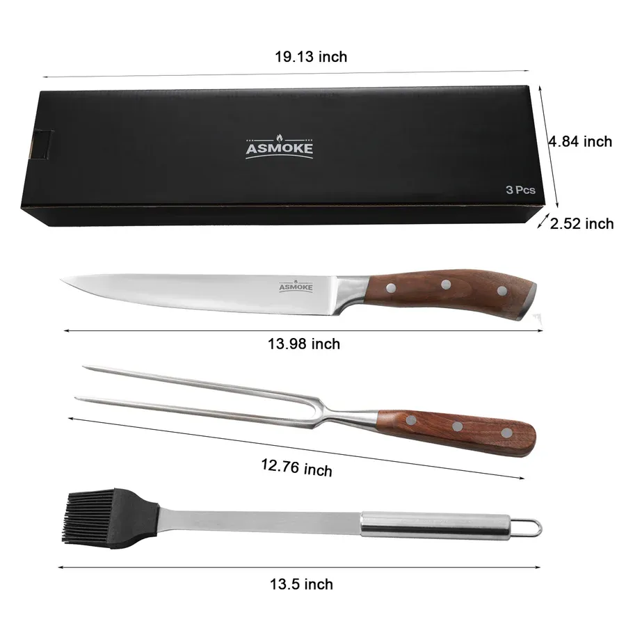 ASMOKE BBQ Knife Brush and Fork Set — image 2