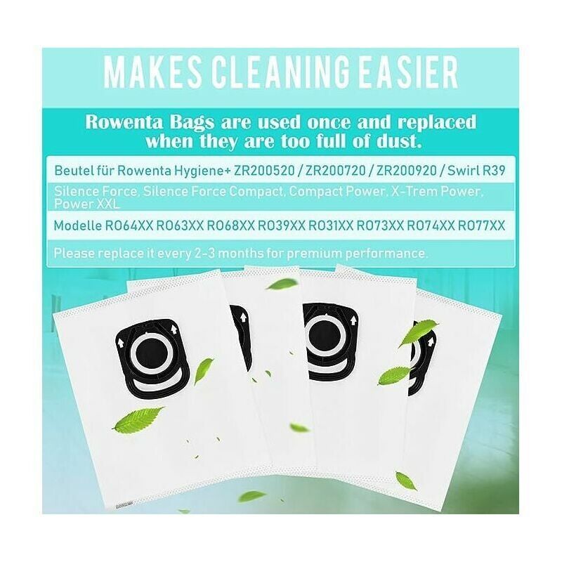 10 Bags Vacuum Cleaner Bags Compatible with Rowenta ZR200520 ZR200720 RO64xx RO63xx RO68xx RO39xx — image 3