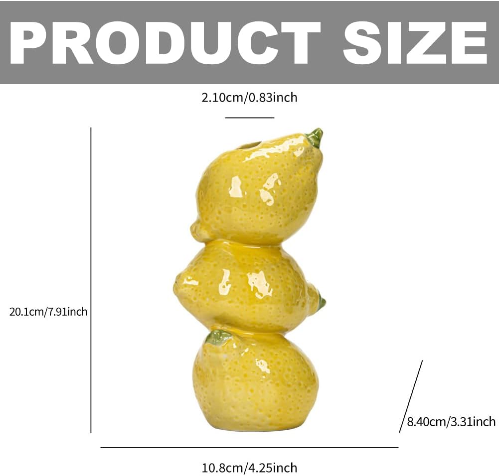 Citroenkeramiek vase - Unique fruit-shaped vase - 3D lemon design - Creative fruit and flower arrangement - Suitable for home and kitchen decor - Yellow — image 6