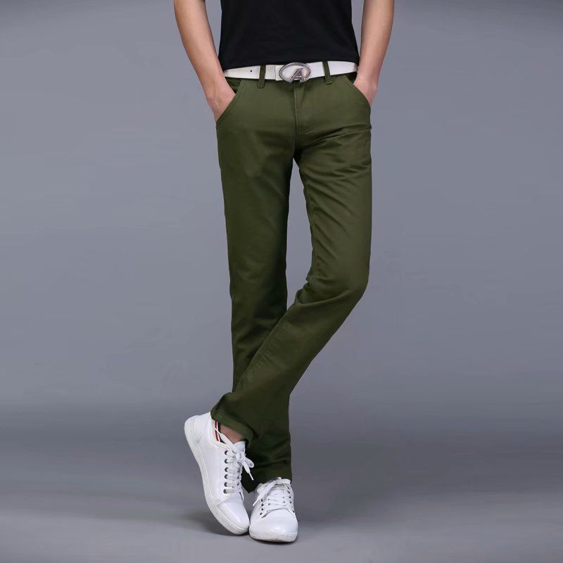 Men's Cotton Chinos Large Size Straight Casual Pants gray 32 โ image 4