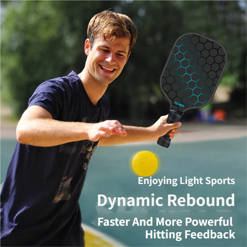 Black and Yellow Lightweight Fiberglass Pickleball Paddle Set - 2 High-Rebound Rackets with PU Comfort Grip, 4 Balls and Carry Bag for Outdoor Play โ image 5
