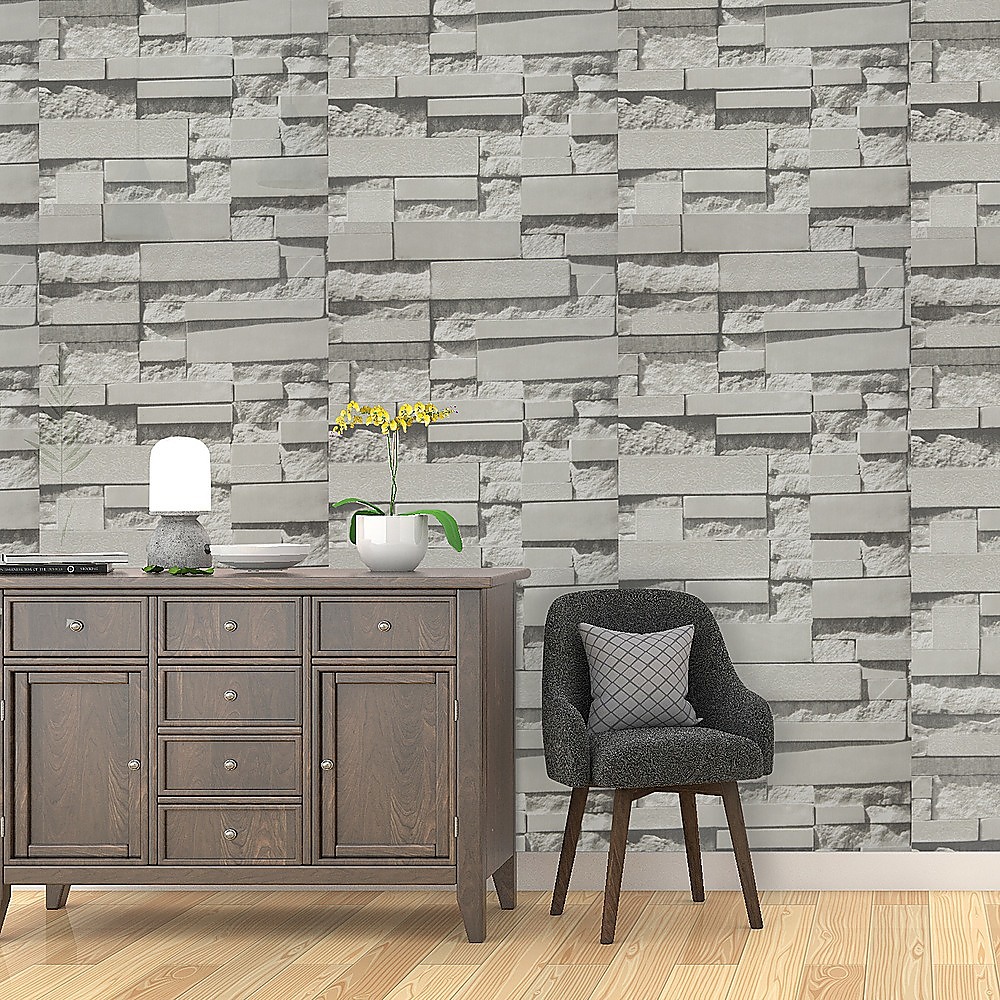 Wallpaper Brick Pattern 3D Textured Non-woven Wall Paper Roll โ image 2