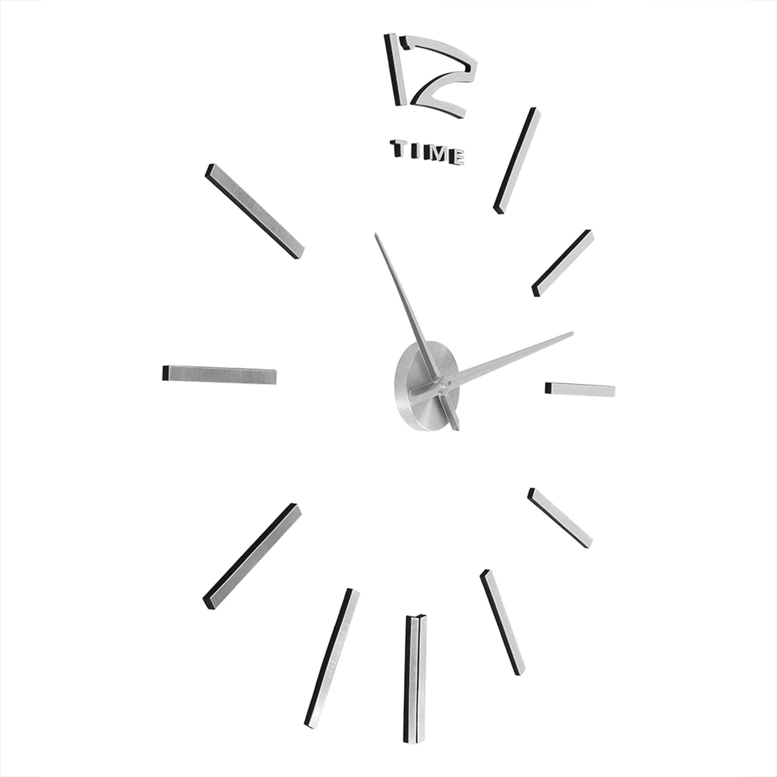 3D Mirror Luxury Modern DIY Large Wall Clock Surface Sticker Room Art Home Office Decor Silver — image 3