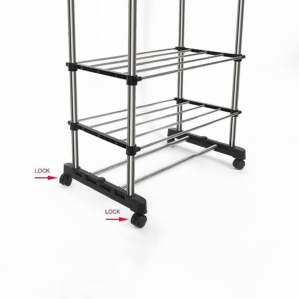 Heavy Duty Commercial Garment Rack Double Bar Rolling Collapsible Clothing Shelf โ image 6