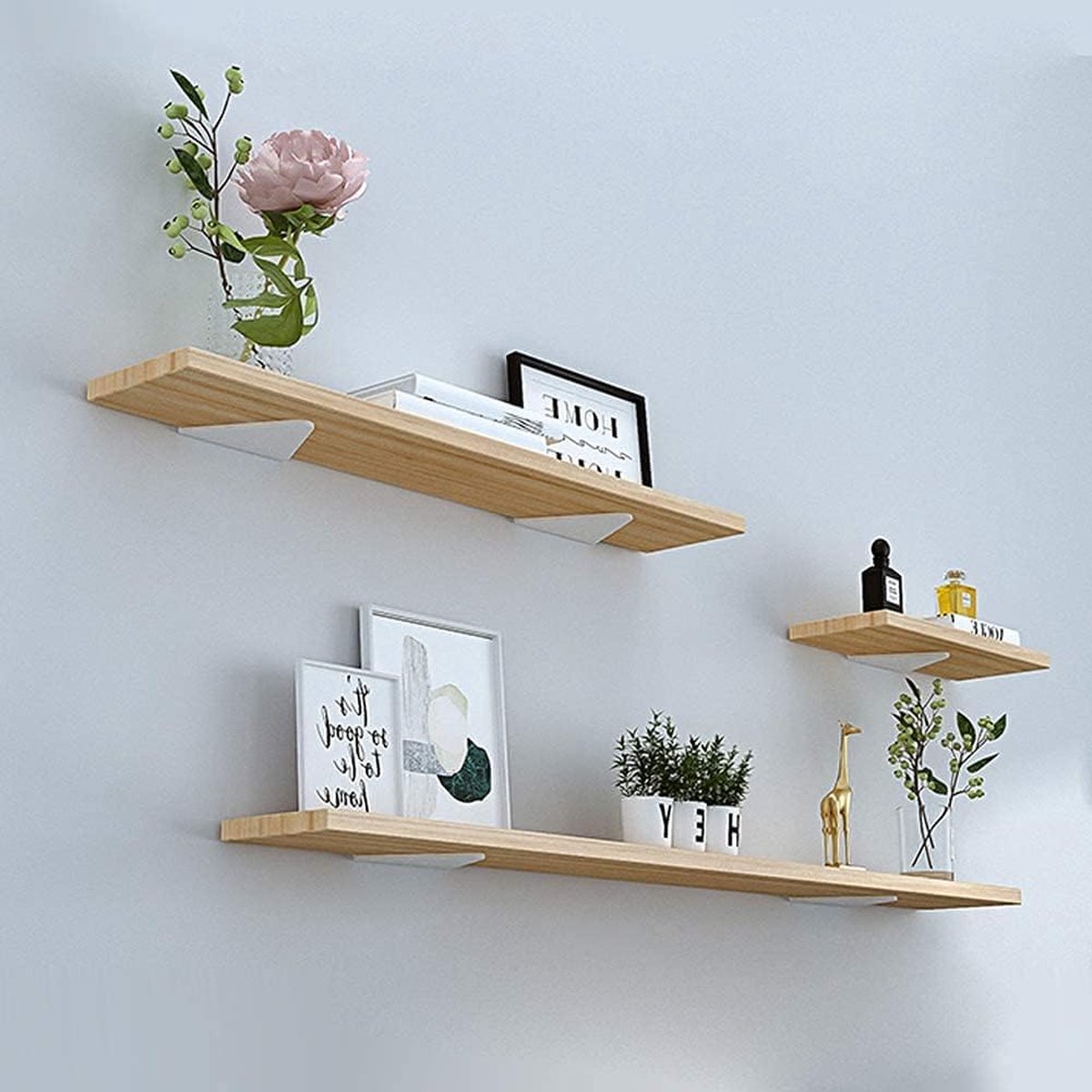 Wall shelf brackets - 4 pieces - shelf brackets - iron - white - 140 x 130 x 27 mm - multifunctional - wall mounted - heavy - invisible - for wall mounting โ image 3