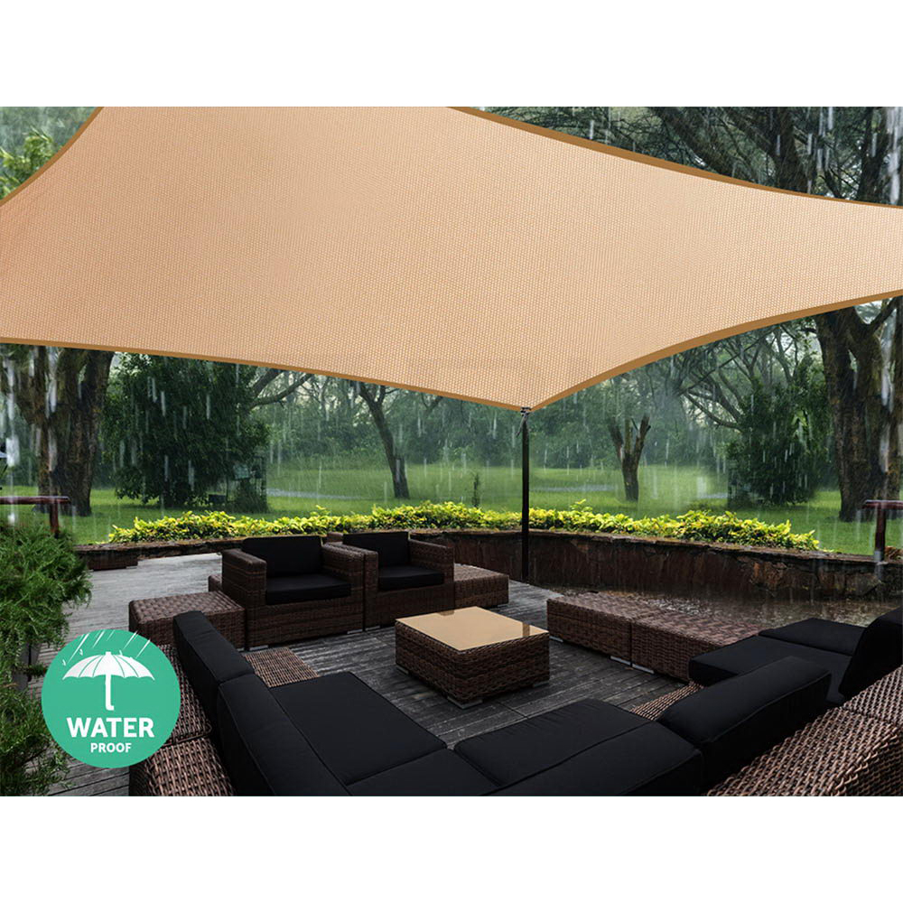Instahut Waterproof Shade Sail 3x4m Rectangle Sand 95% Shade Cloth โ image 5