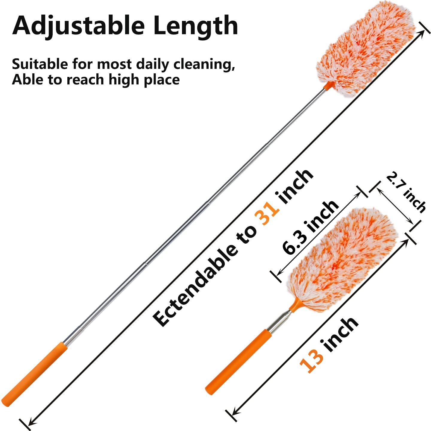 4 Pcs Small Washable Microfiber Feather Duster with Extendable Pole and Bendable Head, Microfibre Cleaning Tool Extendable — image 2