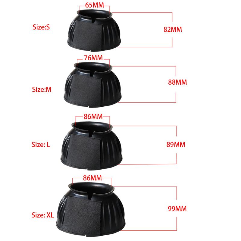 Bell Boots for Horses 1 Pair Protect Against Hoof Impact Trauma, Rubber Bell Boots Horse Care for Turnout, No Rub Design Wrap Hook and Loop — image 5
