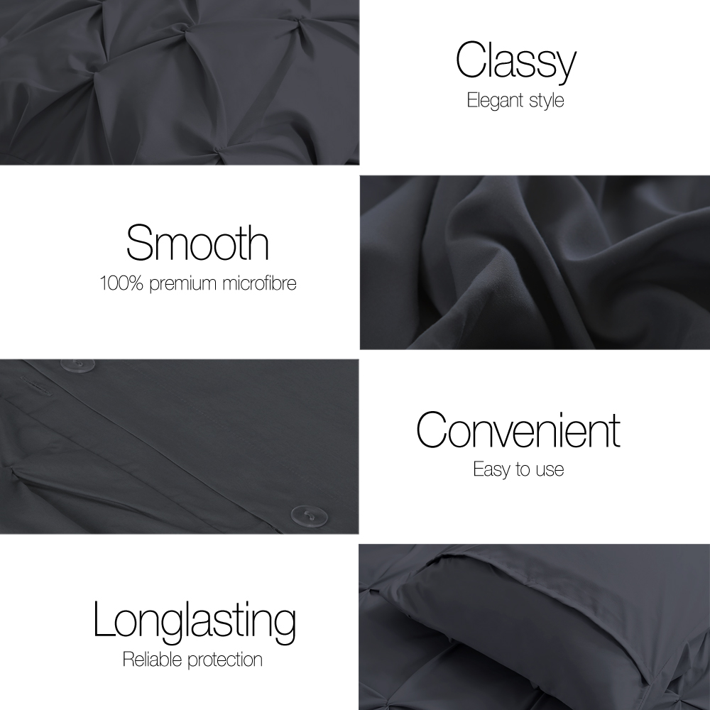 Giselle Bedding Quilt Cover Set Diamond Pinch Black King โ image 4
