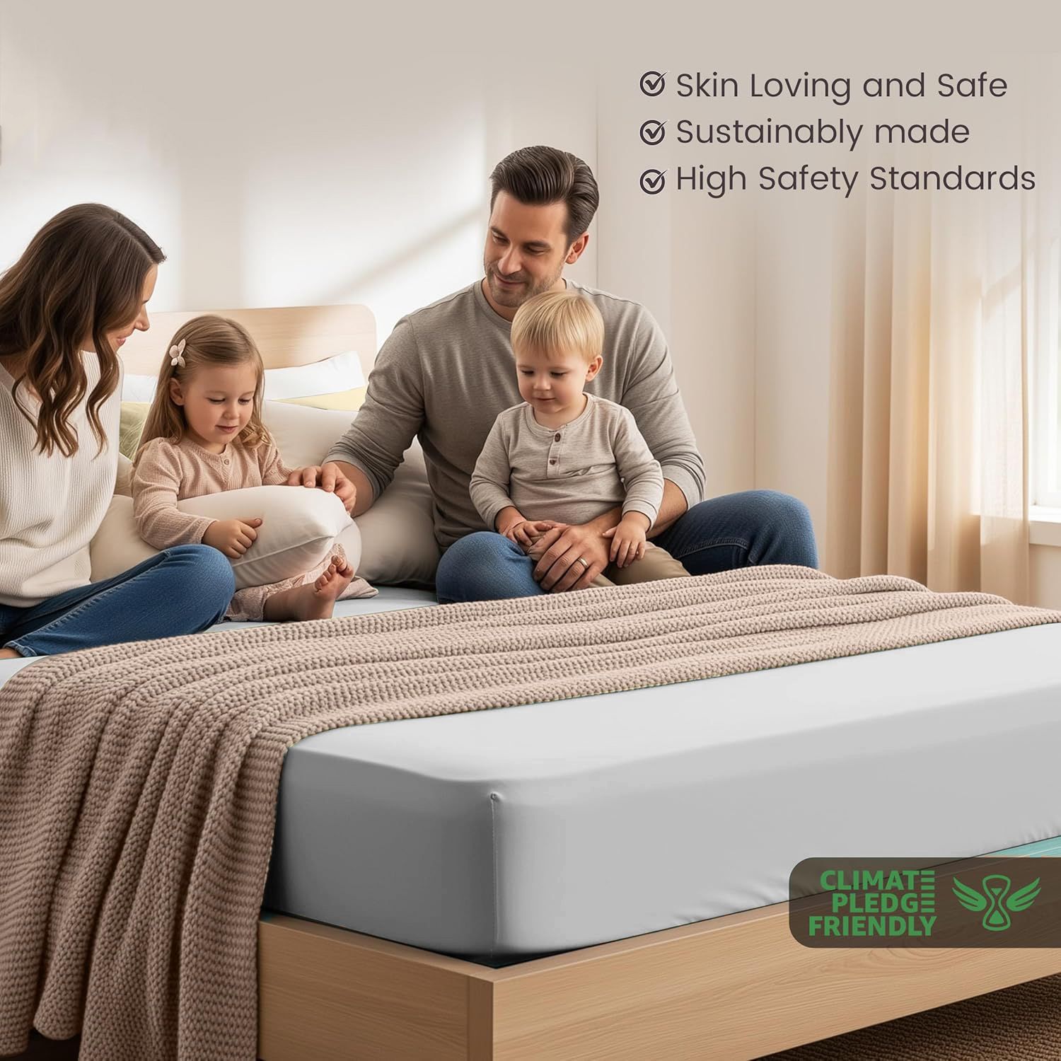 Hotel Quality Fitted Sheet - 1 Piece Fitted Sheet -Breathable Bedding - Wrinkle, Fade, Stain Resistant- 16inch/40cm Deep Pocket Fitted Bed Sheet-Wrinkle and — image 2