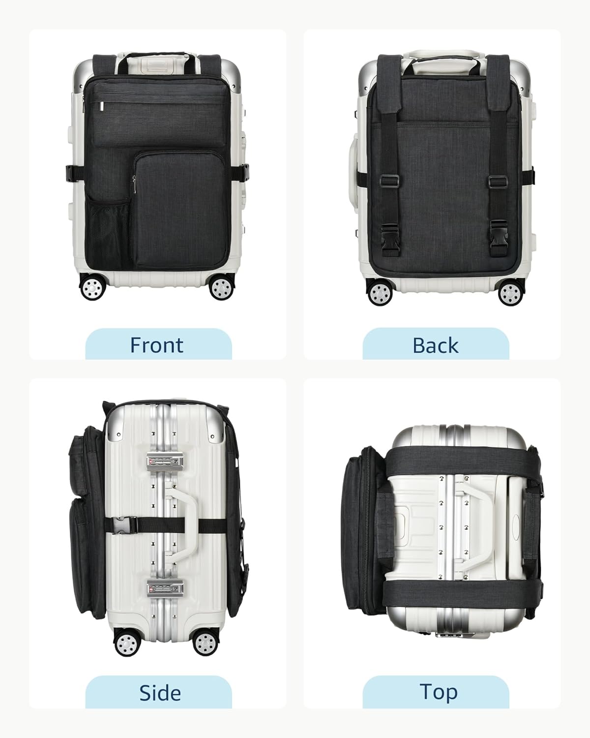Over Luggage Organizer for Suitcase, Luggage Harness with Cup Holder, Portable Travel Backpack with Adjtable Straps, Hanging Suitcase Organizer for 16" Laptop — image 3