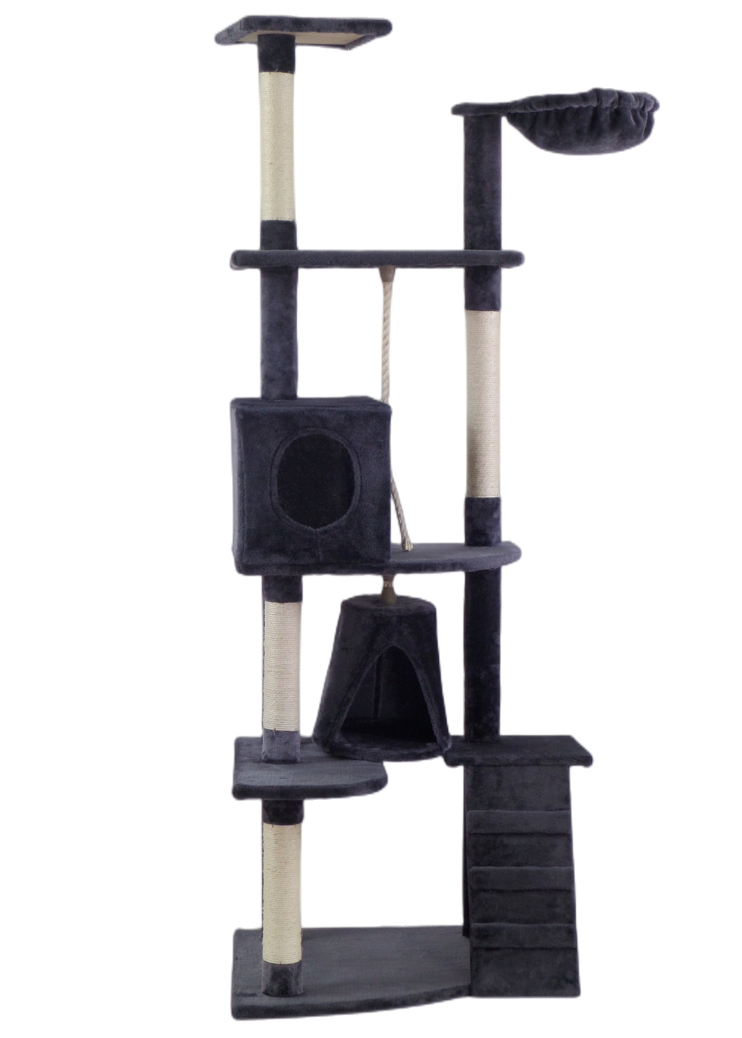 YES4PETS 193cm Cat Scratching Tree Post Sisal Pole Scratching Post Scratcher Tower Condo Grey โ image 2