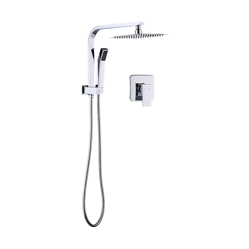 WELS 8" Rain Shower Head Set Square Dual Heads Faucet High Pressure With Mixer โ image 4