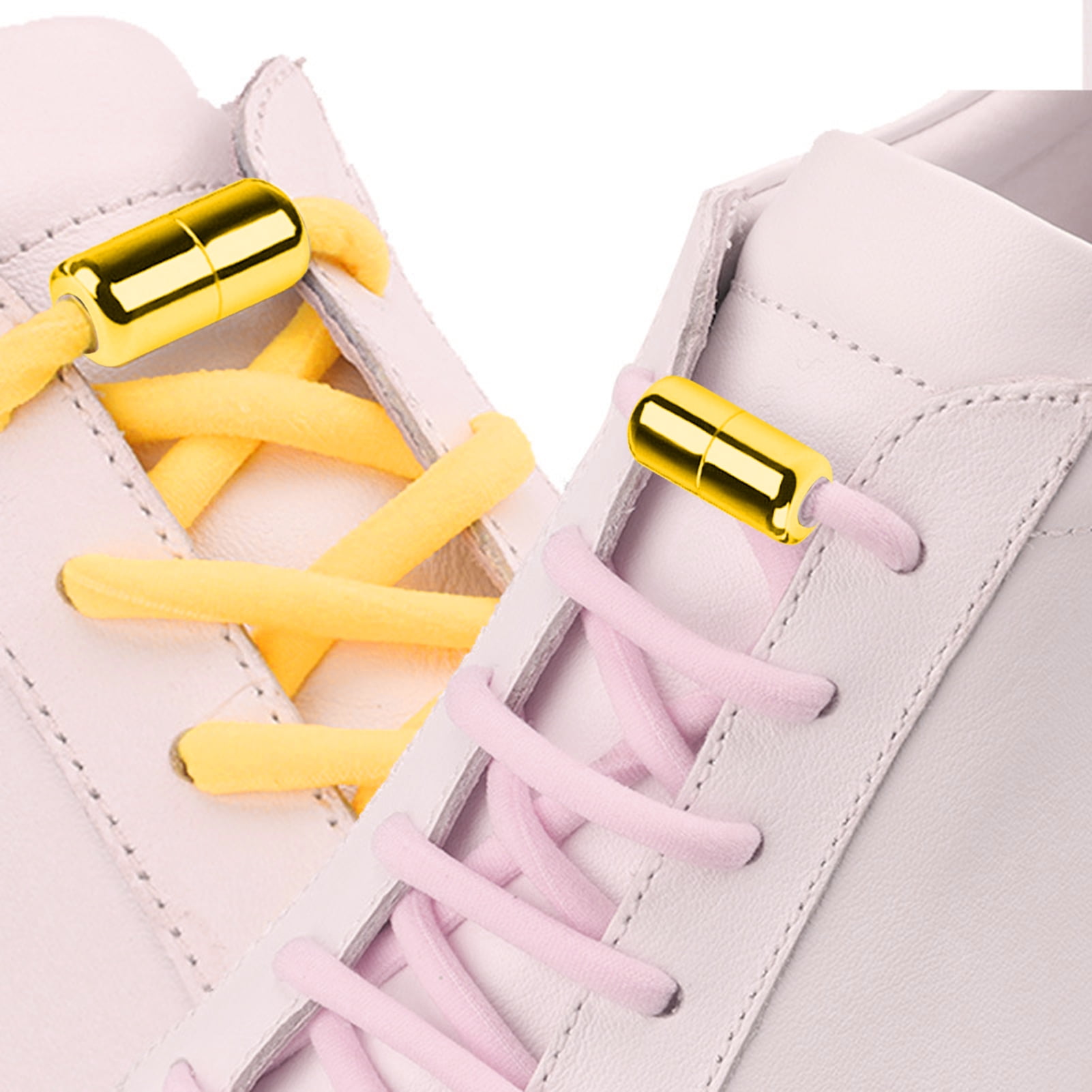 1 Pair Sneaker Shoelaces Wear-resistant Elastic with Metal Buckles Lock Shoe Laces for Slip On Shoes,Black Pink โ image 4
