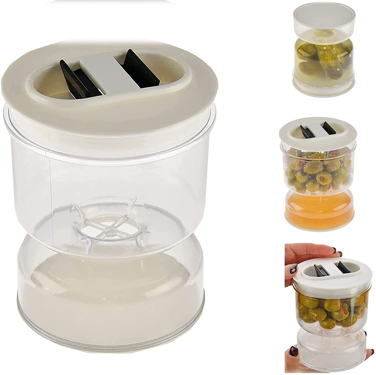 Pickle and Olive Hourglass jar, Pickle Flip Jar Separated from Wet and Dry, Pickle Jar with Strainer Flip for Airtight Food Storage — image 4