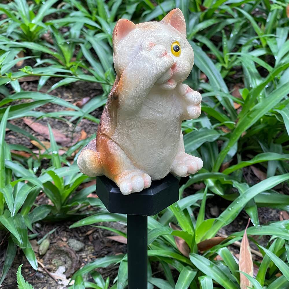 Outdoor Path Solar Powered Cat Stake Lights for Walkway Yard Lawn Landscape Lighting - Cat Solar Cat Outdoor Garden Light — image 3