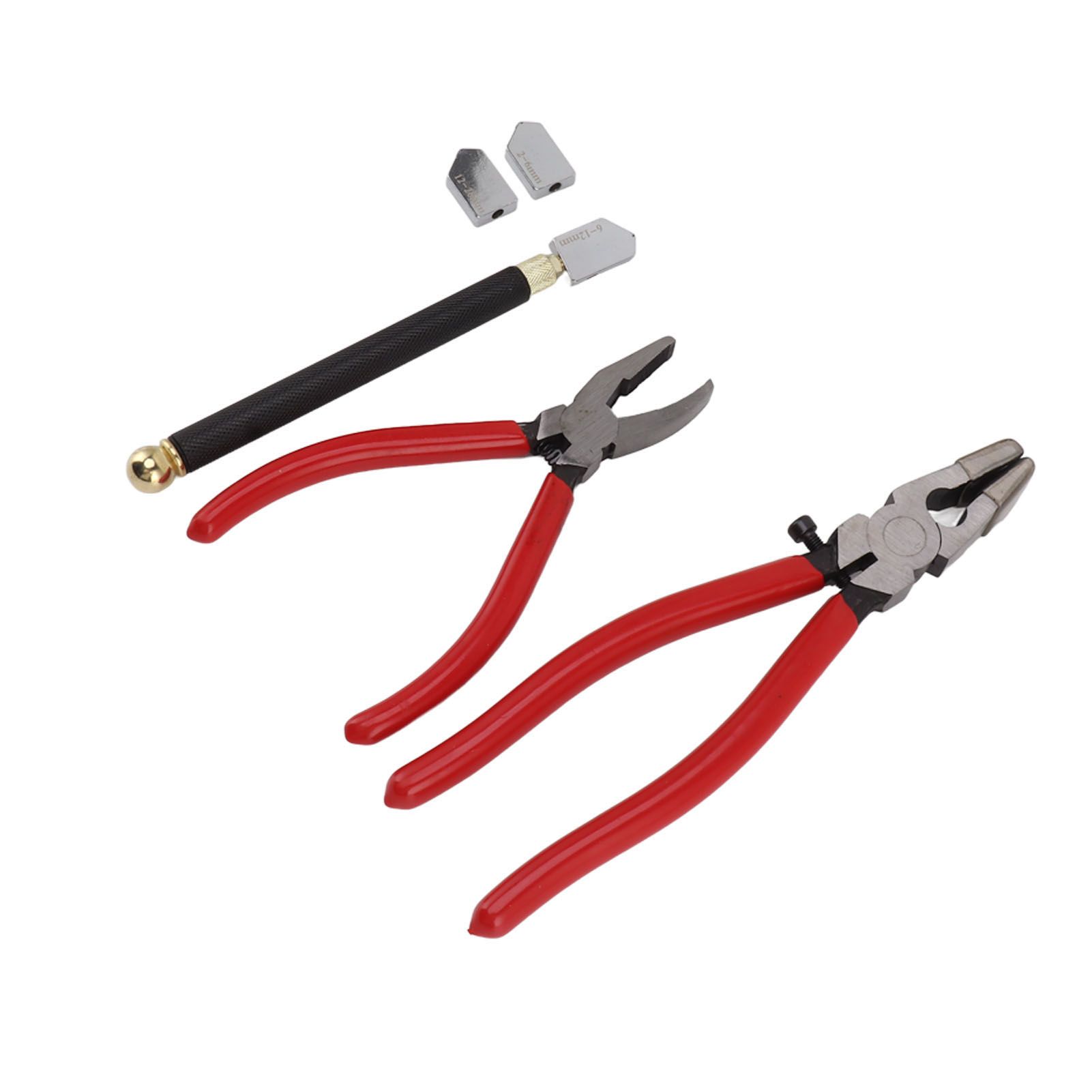 Glass Cutter Tool Kit Breaker Pliers Curve Jaw Glass Running Pliers Kit Glass Cutter Pen 2pcs Blades with Oil Dropper Screwdrive — image 5