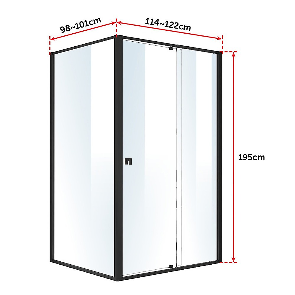 Semi Frameless Shower Screen (114~122)x 195cm & (98~101)x195cm Side AS/NZS Glass — image 6