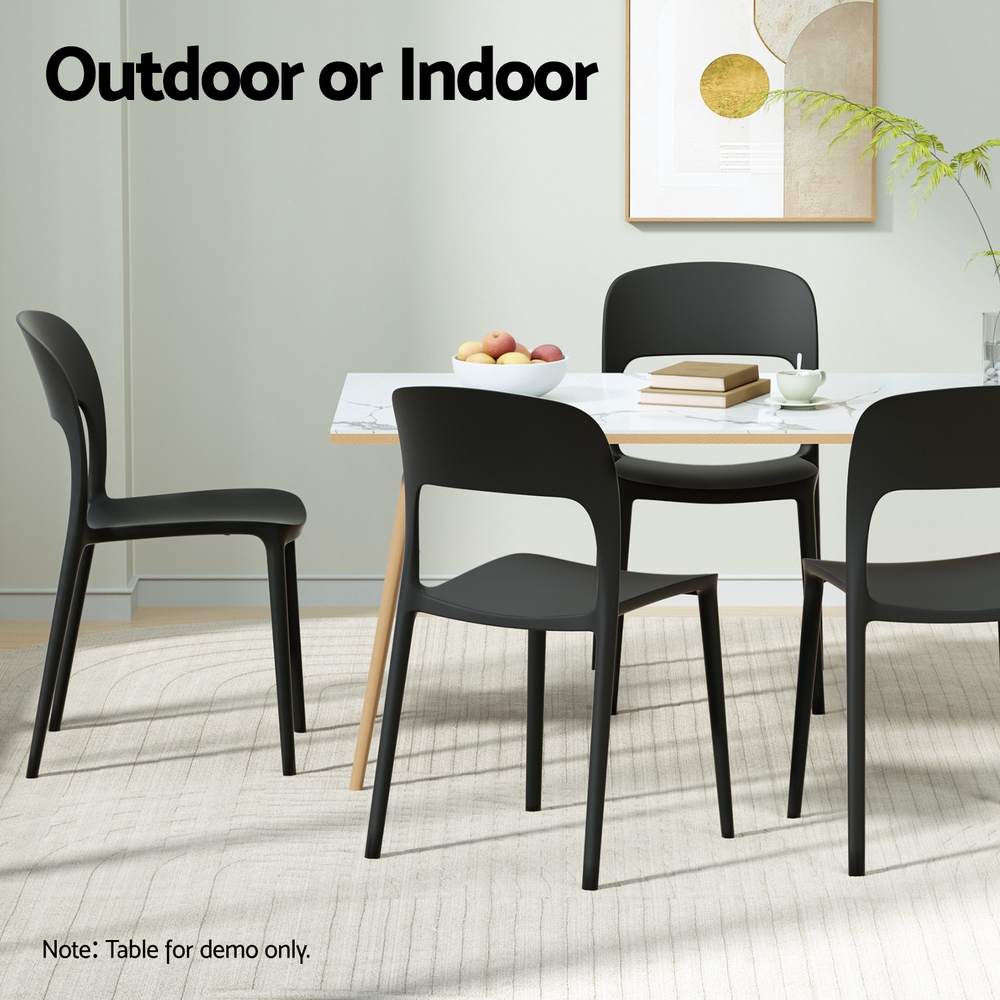 Gardeon 4PC Outdoor Dining Chairs Stackable PP Patio Chair Garden Furniture Black — image 6