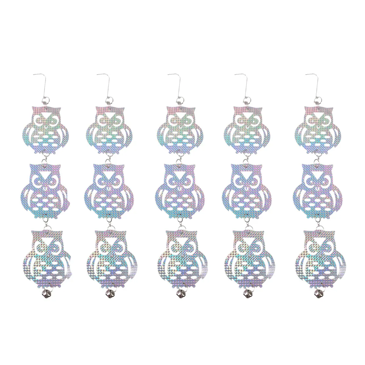5Pcs Hanging Reflective Bird Scare Disc With Bell For Garden Farm Pest Control โ image 2