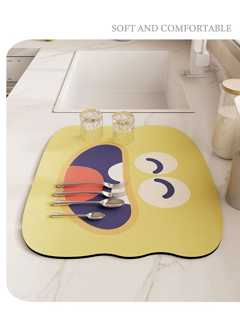 Creative Cartoon Pattern Dish Drying Mat|Easy Clean Abosrbent Quick Dry Pad|Multiple Usage Drainer Mats,30 × 40cm (2pcs) — image 5