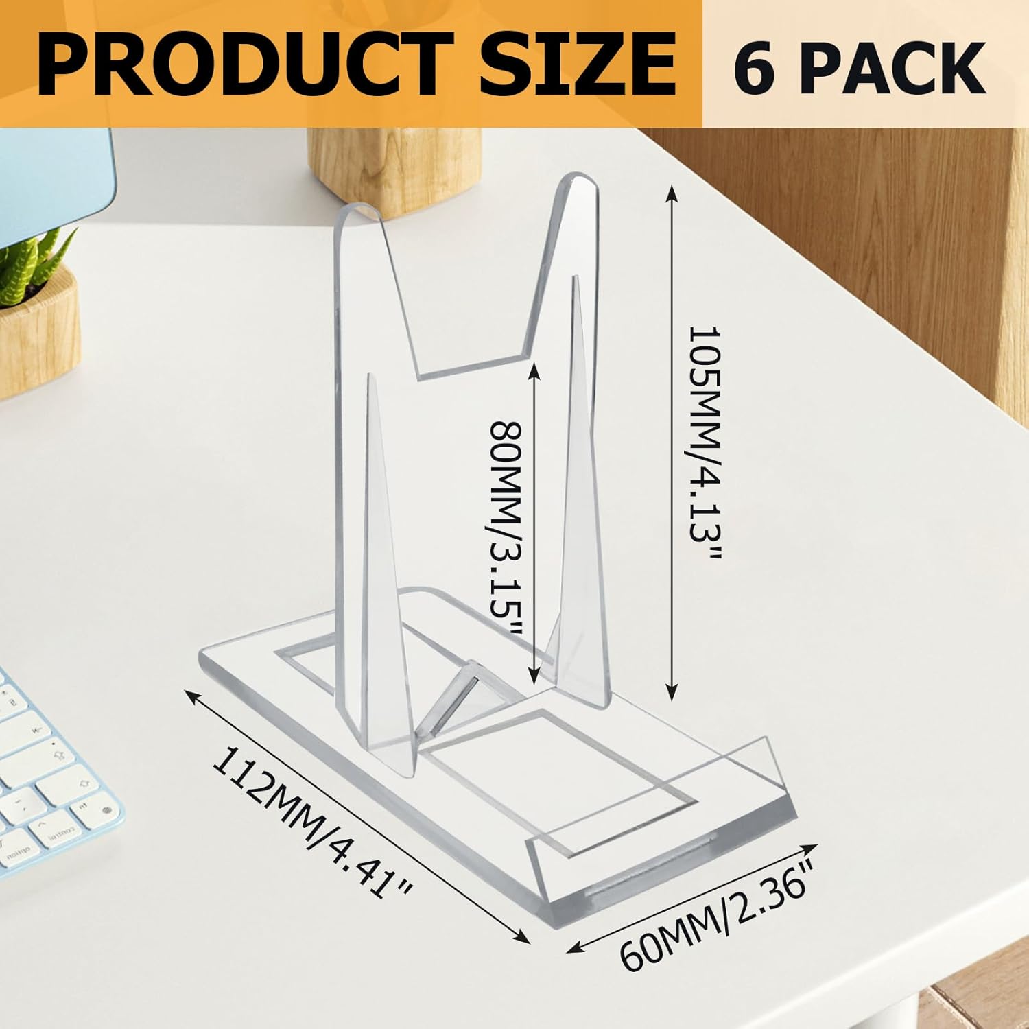 Biaungdo 6 Pcs Acrylic Book Display Stand, Adjustable Clear Display Holder Easel Collector Stand, Compact Desktop Stand for Photos, Postcard, Magazine — image 2