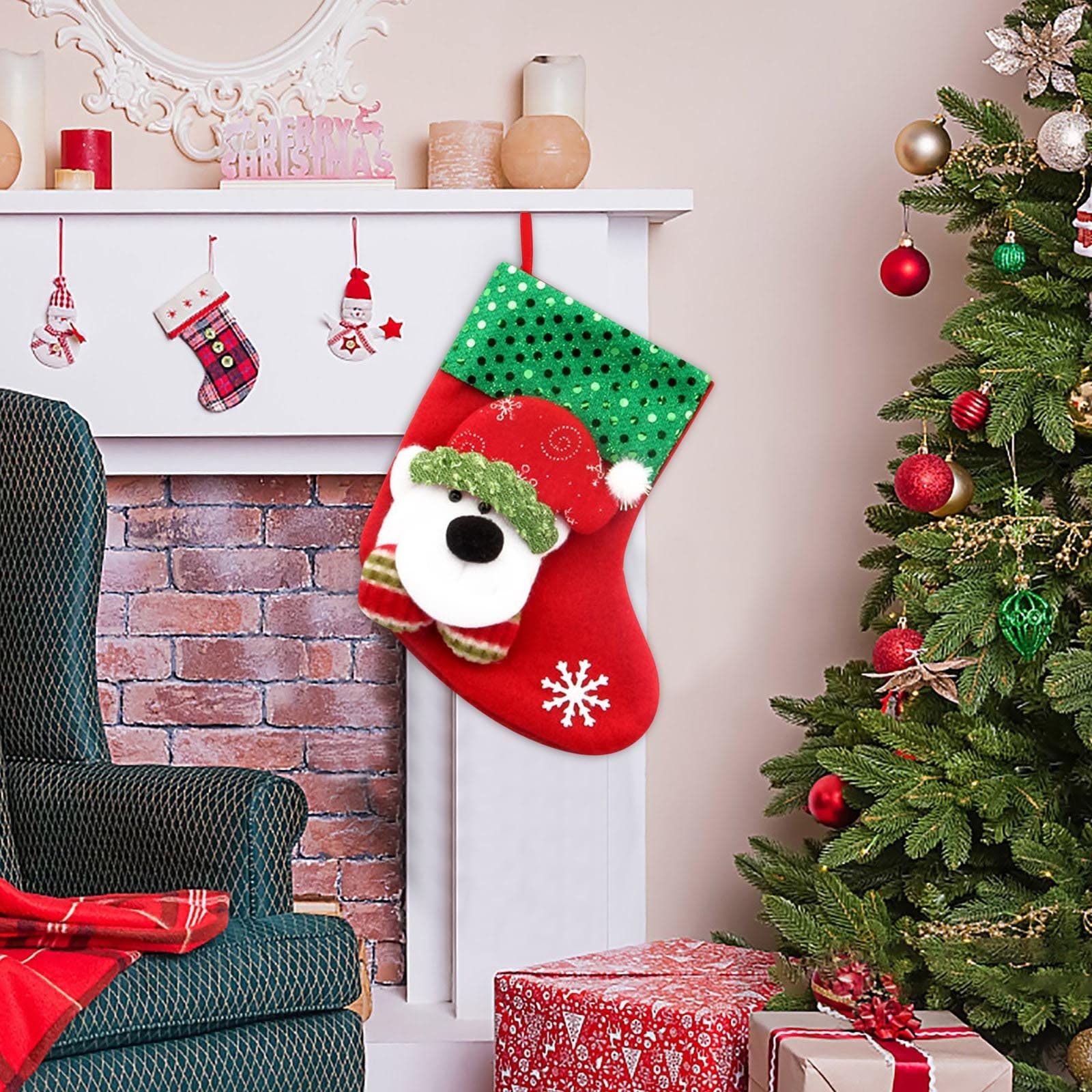 Christmas stockings gift bag 3D Santa Claus snowman reindeer plush socks hanger Christmas socks decoration Christmas β image 5