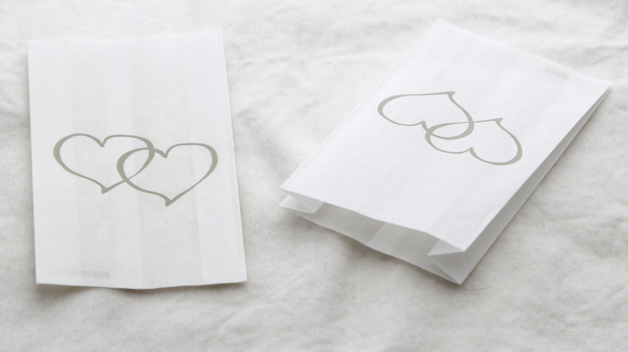 150 Pack Wedding Cake Bags Greaseproof Wax Paper Slice Take Home Favour Large Silver Heart โ image 3
