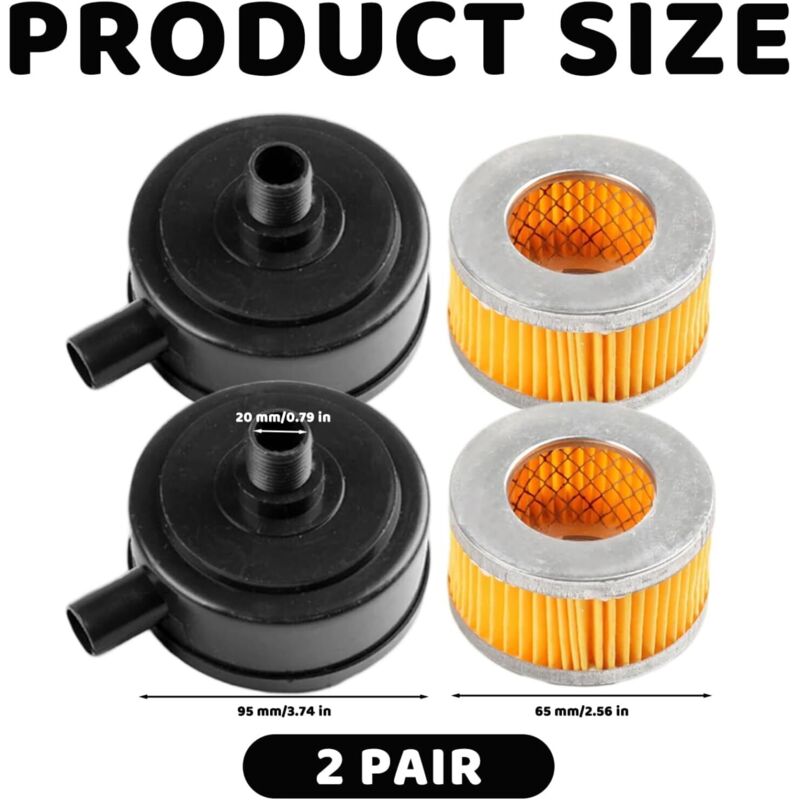 20mm Thread Air Compressor Intake Filter Muffler with Plastic Cover 2pcs for Pneumatic Tools โ image 3