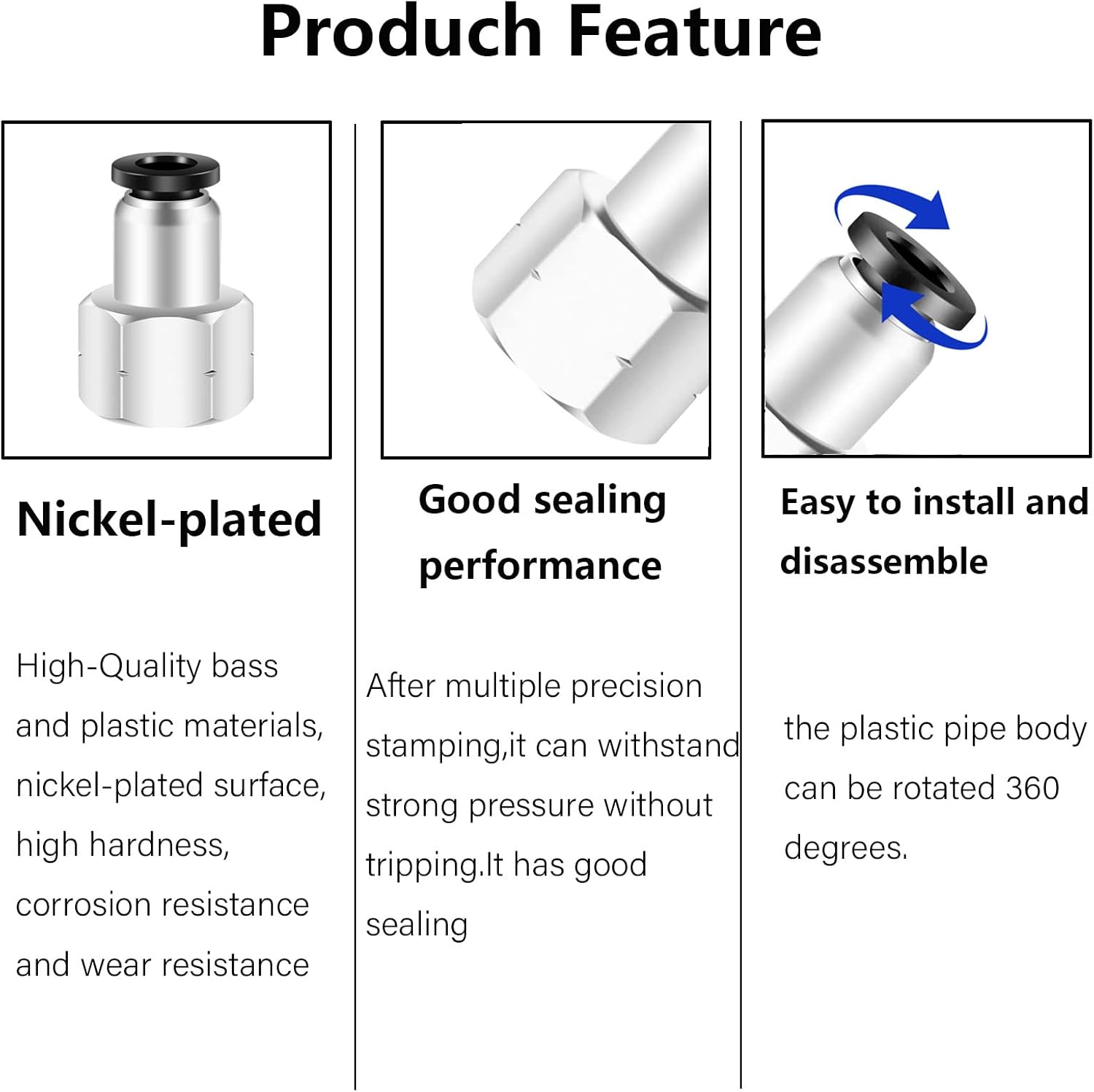 3/8 NPT Air Lines Fittings 1/4 OD Tubing Push Connect Air Fittings Quick Connect Tube Fittings Push in Connectors Fittings Air Hose Fittings Pneumatic Fittings — image 3