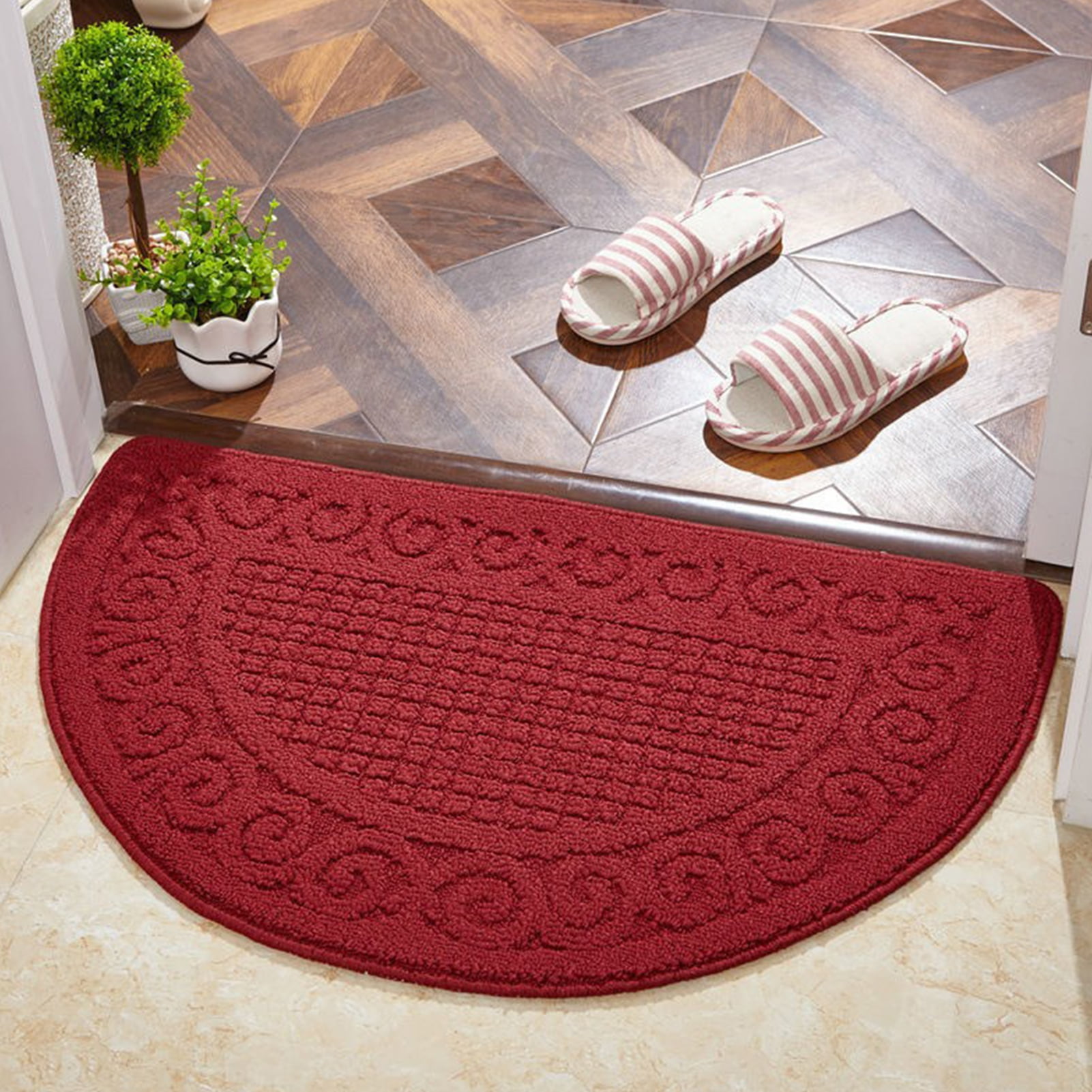 1pcs Doormat Semi-Circle Shape Anti-slip Absorbs Moisture And Dirt Wear-resistant Indoor Entrance Door Mat Living Room Kitchen Bathroom Entryway Carpet Green โ image 6