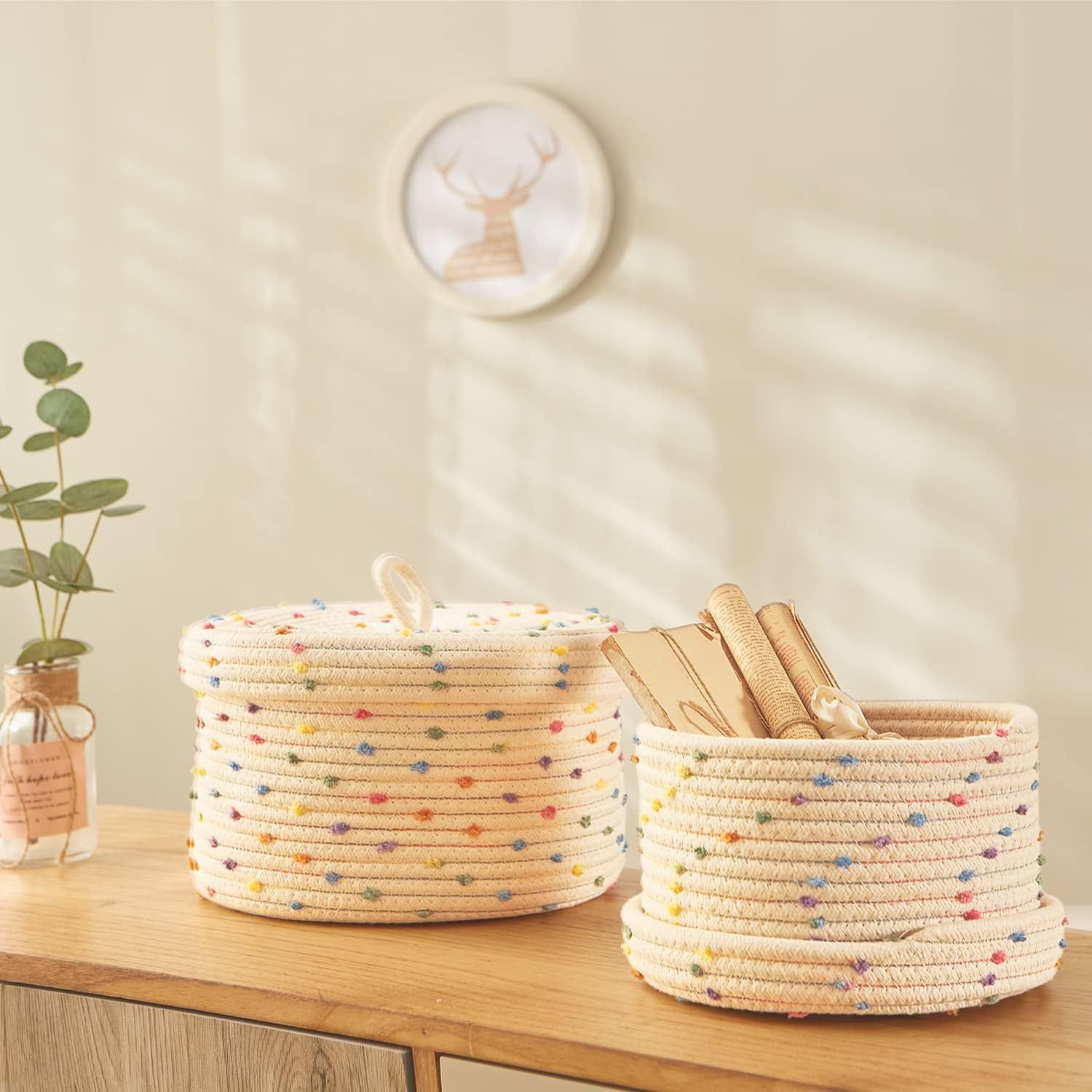Round Storage Baskets with Lids — image 2