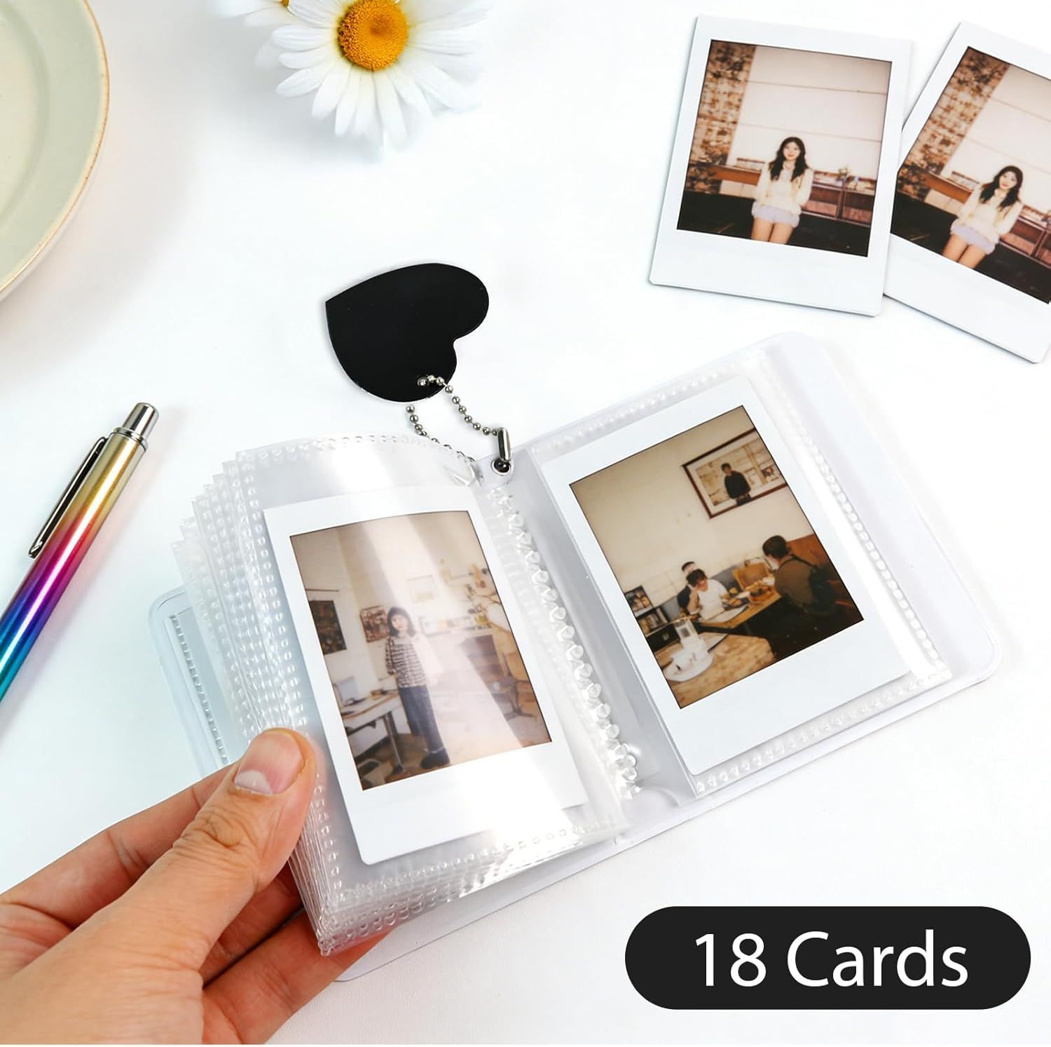 Mini Photo Album,3 Inch Photocard Book Heart Hollow Cover Photocard Binder 36 Pockets for Collect and Protect Photos (Black) โ image 5