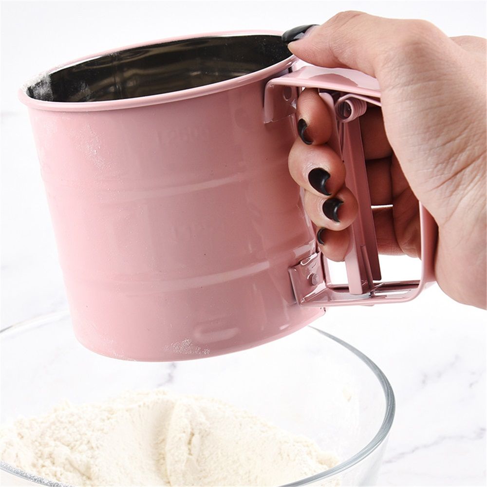 2 pack Flour sieve stainless steel material manufacturing,Coffee Sieve Cup,Semi Automatic Sifter for Baking | Fine Mesh Pastry Sieve Cup(Pink) — image 2