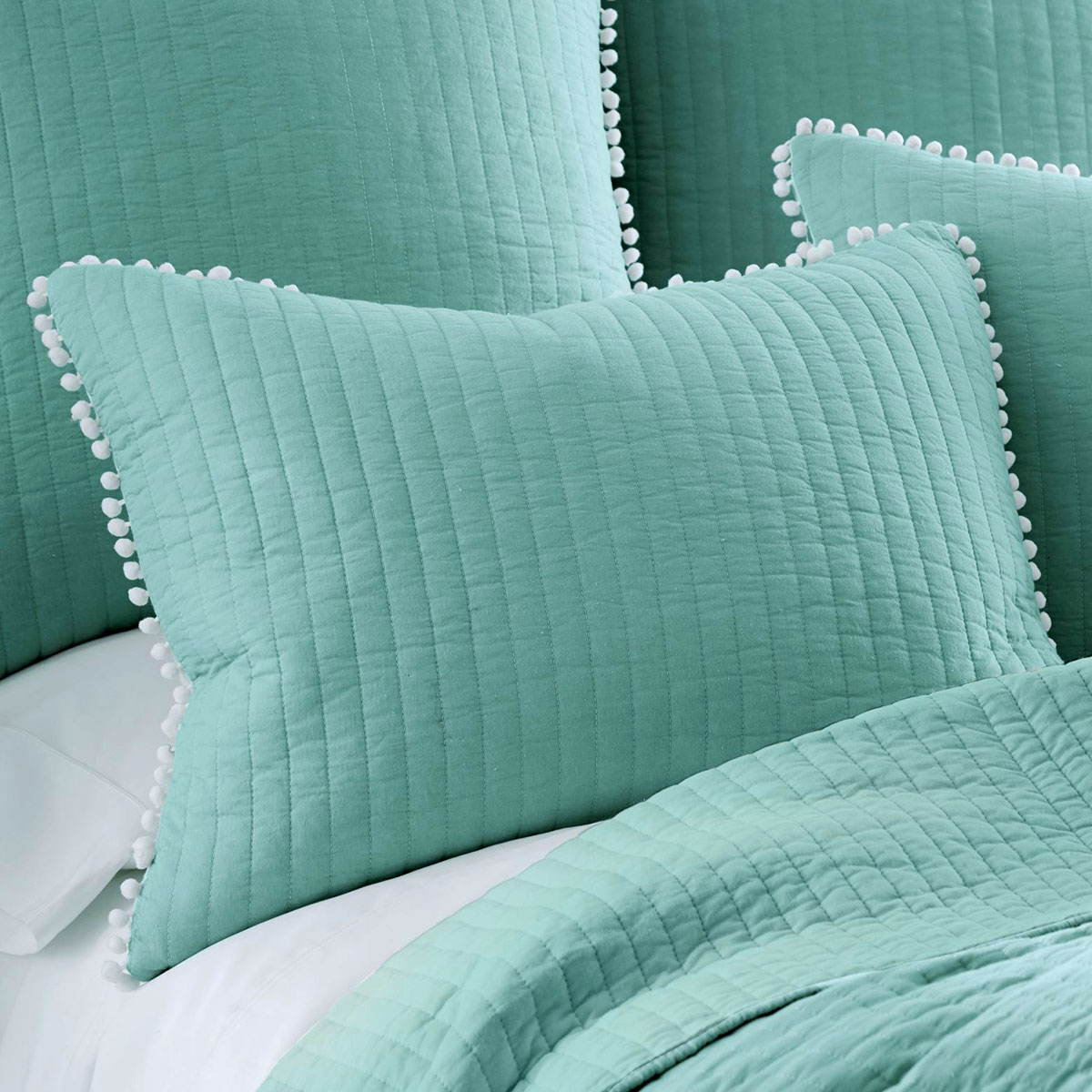 Jenny Mclean Clavo Pompom Blue 3 Piece 100% Cotton Coverlet Set King โ image 2