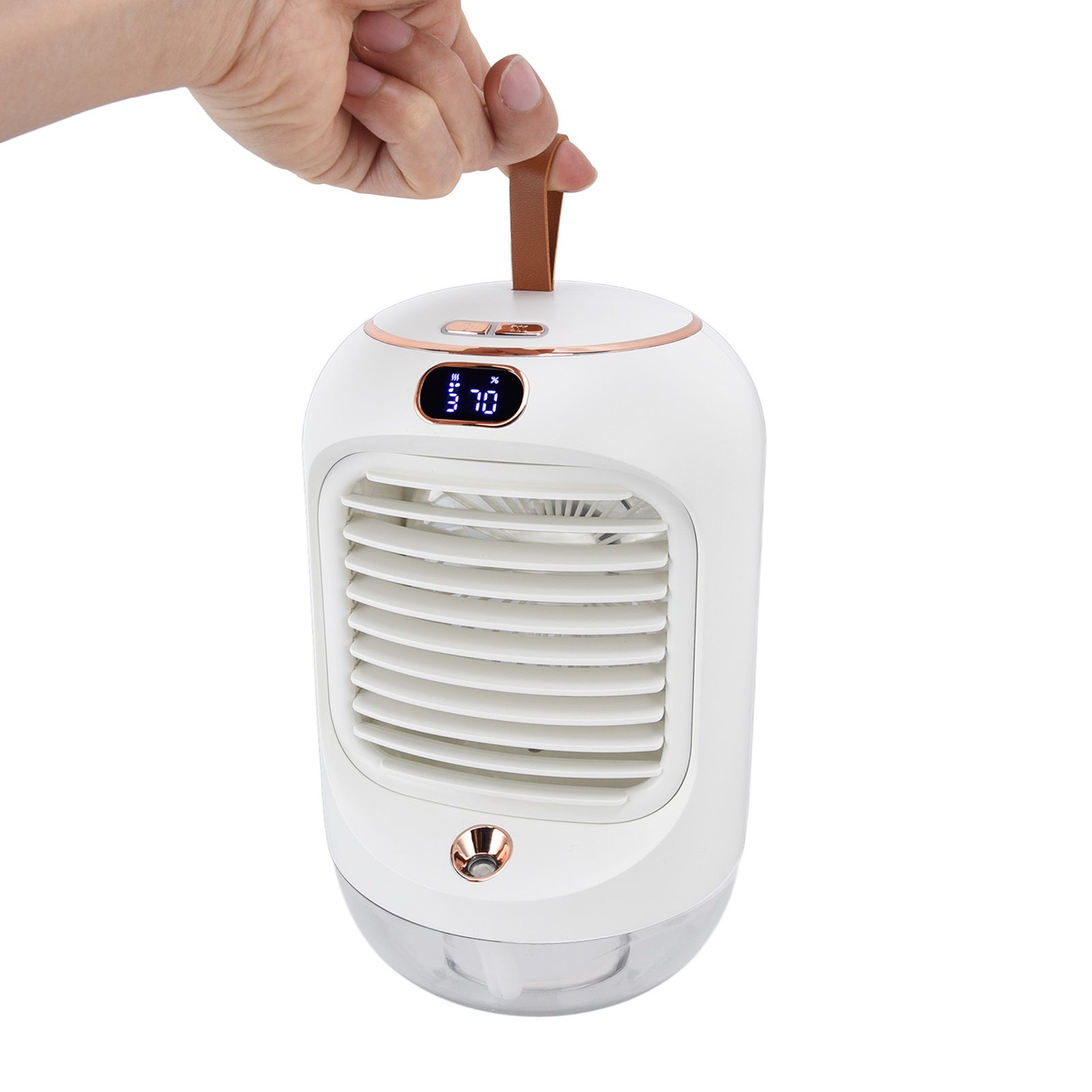 Mini Air Conditioner Humidifier Aromather 3 Gears 5 Blades USB Charging Night Light Water Cooling Fan White — image 6
