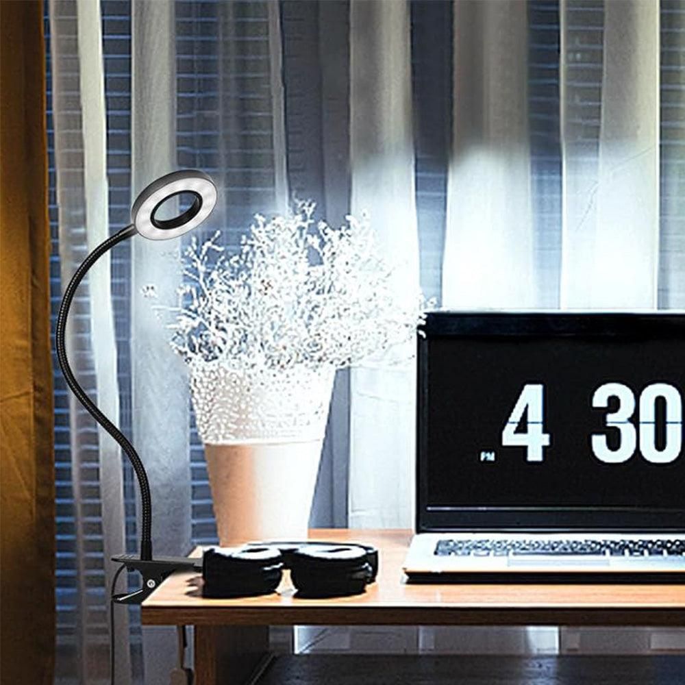 Dimmable USB Desk Lamp 3 Color Modes Flexible Gooseneck Reading Light with Clamp Black — image 3