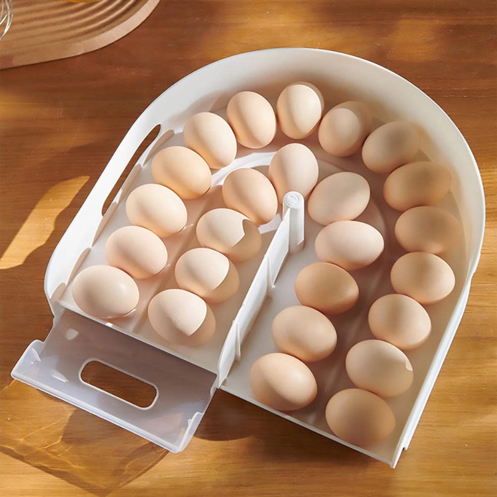 Stackable, Clear Plastic Egg Container with Lid - Rolling Refrigerator Organizer Bins for Eggs Kitchens And Picnics — image 2