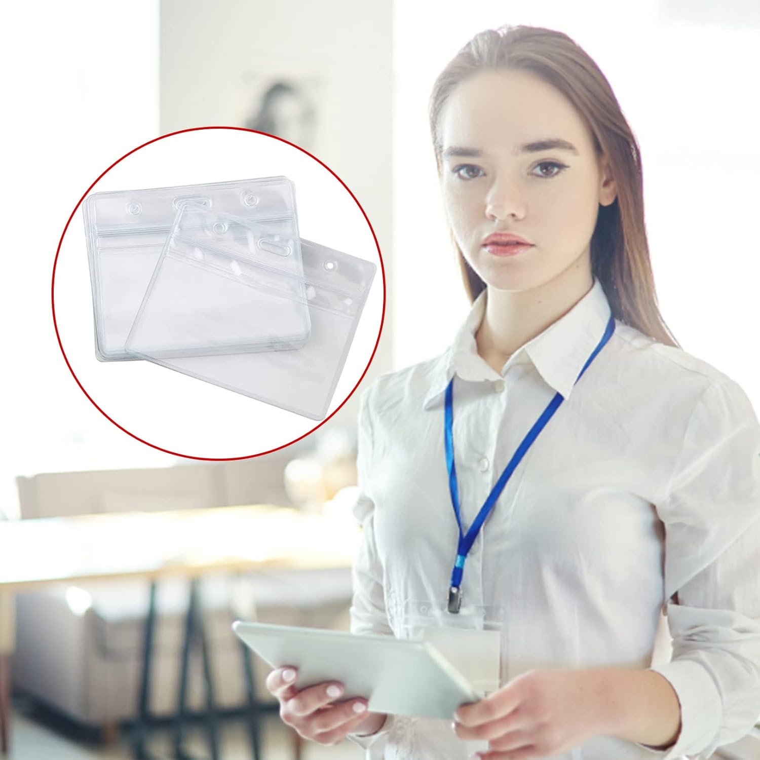 5-piece plastic card holder - clear waterproof plastic badge holder - clear branded badge ID holder - wallet holder - double-sided badge holder - lanyard card — image 5